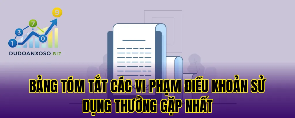 bảng tóm tắt các vi phạm điều khoản sử dụng thường gặp nhất