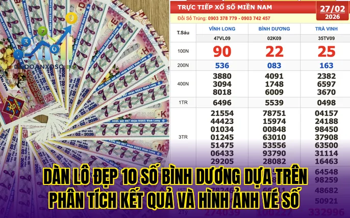 Dàn lô đẹp 10 số Bình Dương dựa trên phân tích kết quả và hình ảnh vé số