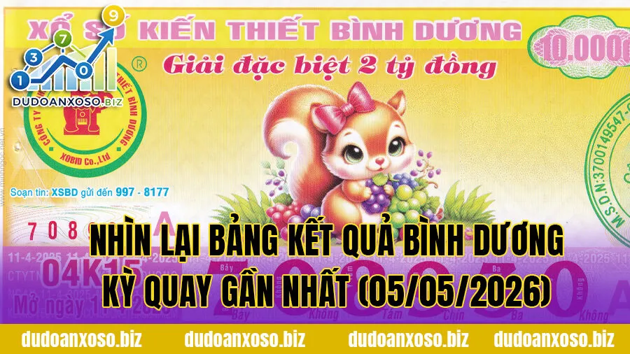 Nhìn lại bảng kết quả Bình Dương kỳ quay gần nhất (05/05/2026)